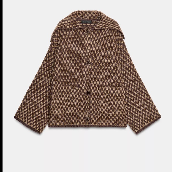 Zara oversized knit coat, mink brown - Picture 6 of 16